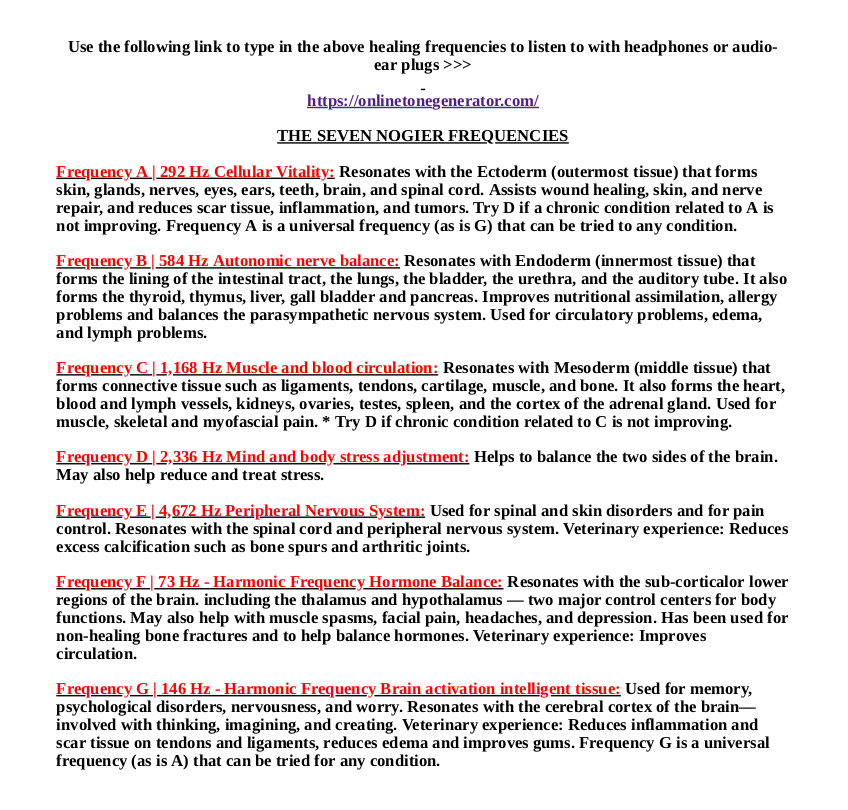 the 7 Nogier frequencies